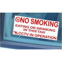  2 x Taxi Minicab External Stickers-No Smoking,Eating,Drinking,CCTV In Operation Warning Hackney Mini Cab Sign 